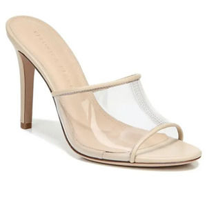 Veronica Beard Kathleen Lucite Translucent Strapless High Heel Sandal Nude NWOT